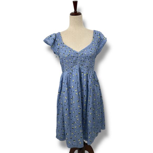 NEW Self Esteem smocked blue floral dress size XL flutter sleeve a-line sundress - Picture 2 of 13